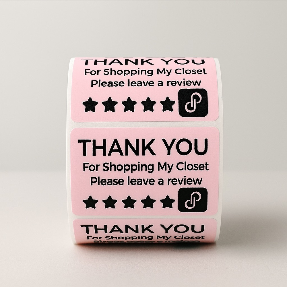 Pack of 100 Thank You stickers leave a review 2in | Packaging Supplies NEW